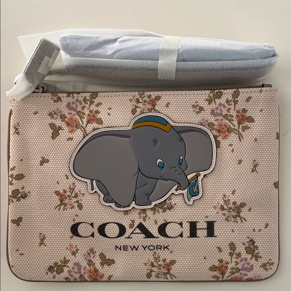 Coach Disney Dumbo Pink Floral Wristlet Pouch